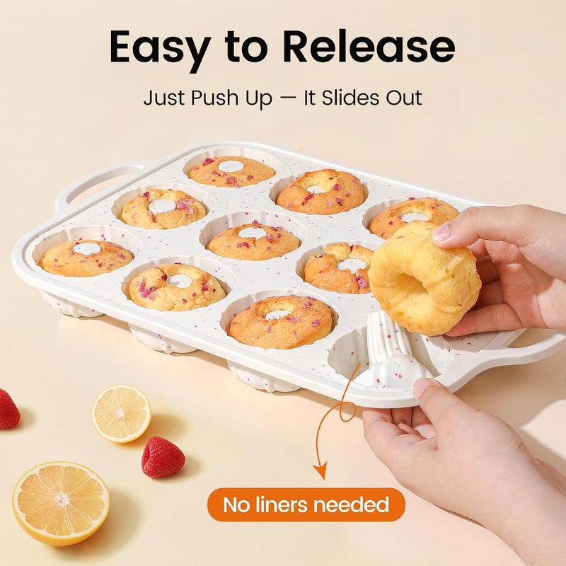 SJ قالب أنبوبي صغير من السيليكون مزود بإطار معزز معدني، غير لاصق (1 قطعة) ، قوالب سيليكون للجلاتين، قالب خبز كعكة صغيرة لشيكوفلان، دونات، خبز ذرة، براونيز، جلي - Image 3